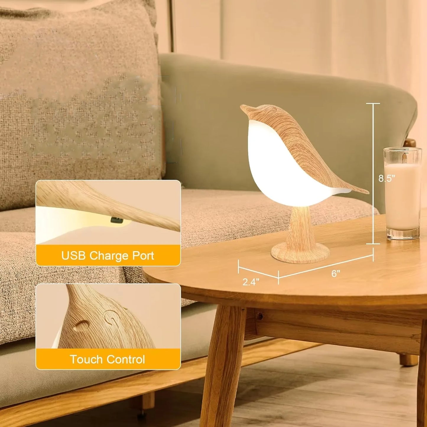 The Bird Table Lamp with Touch Control